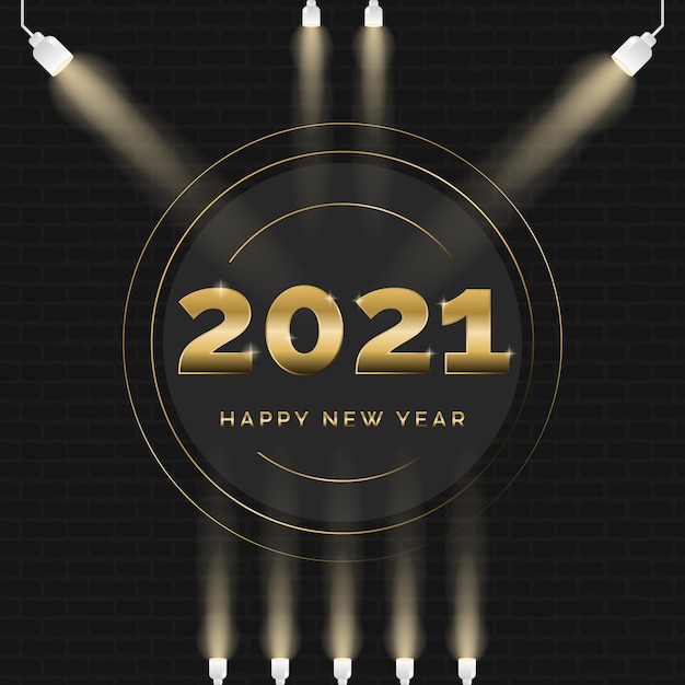 New year 2021 golden greeting card