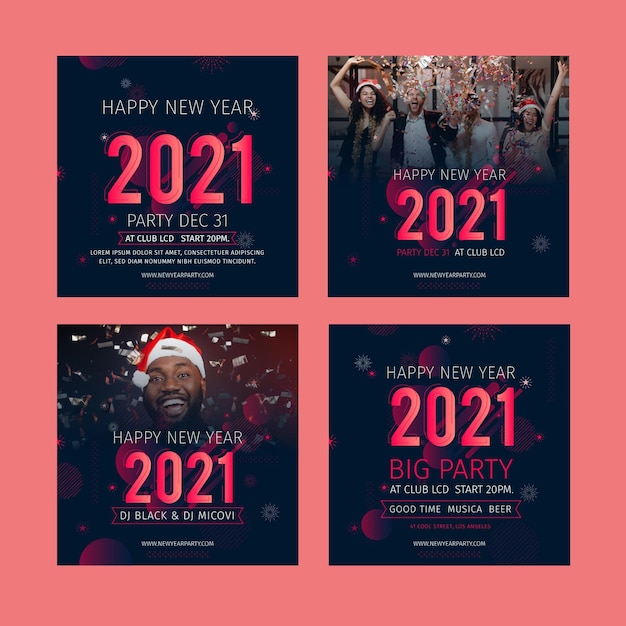 Vector new year 2021 instagram post collection