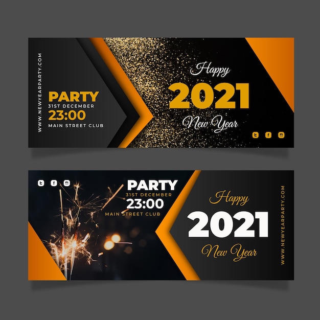 New year 2021 party banners template