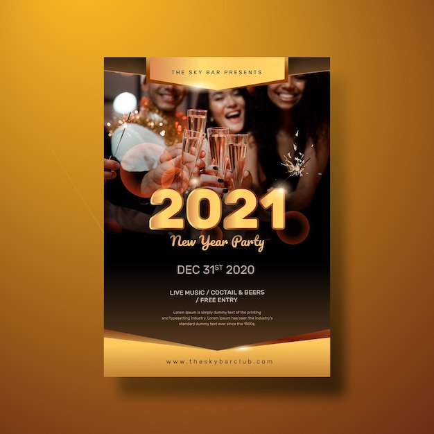 New year 2021 party flyer template