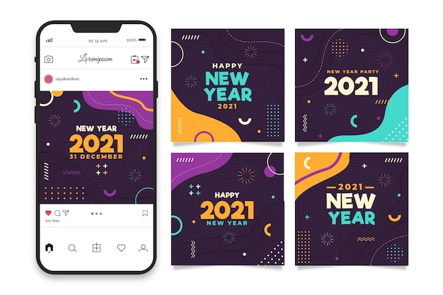 New year 2021 party instagram post collection