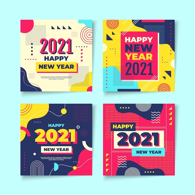 New year 2021 party instagram posts pack