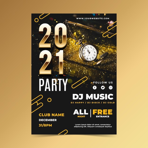 New year 2021 party poster template