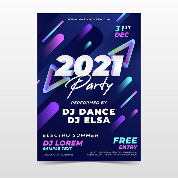 New year 2021 party poster template