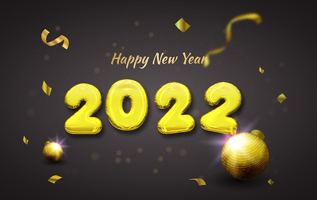 New year 2022 black and golden background