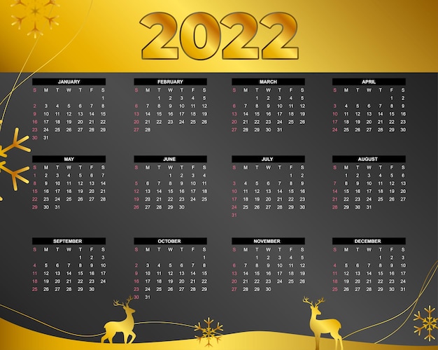 New year 2022 Calendar in modern abstract style