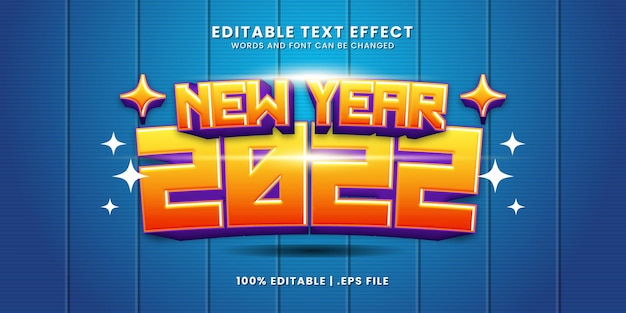 New year 2022 editable text effect in 3D style