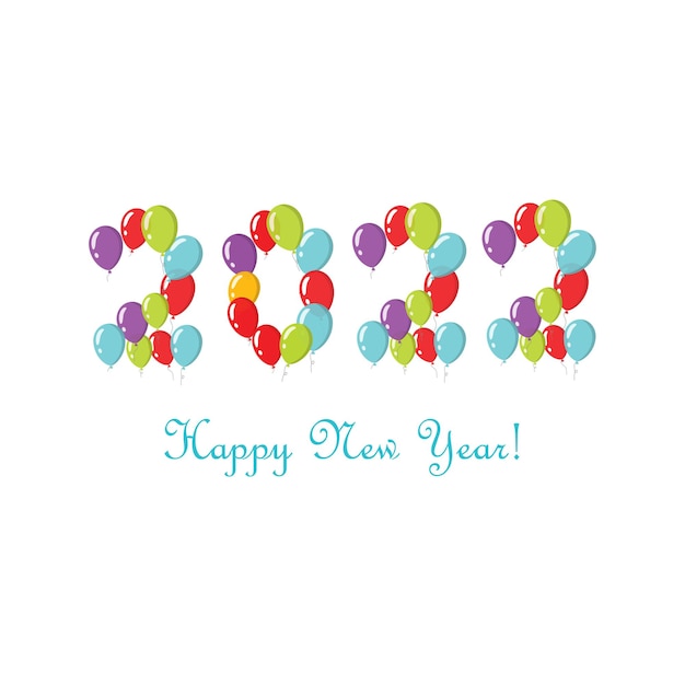 New year 2022 number from fun comic balloons for child kids christmas or xmas party celebration poster design vector illustration image