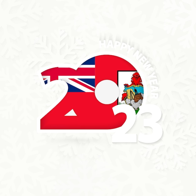 New Year 2023 for Bermuda on snowflake background