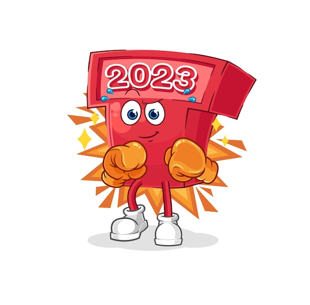 New year 2023 boxer character cartoon mascot vector