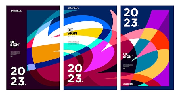 New year 2023 calendar design template with geometric colorful abstract Vector calendar design