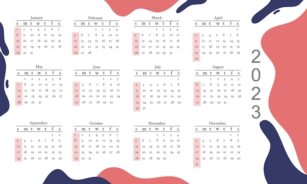 new year 2023 calendar style design for 2023 calendar vector