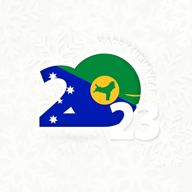 New Year 2023 for Christmas Island on snowflake background