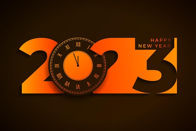 New year 2023 creative brown background with time clock