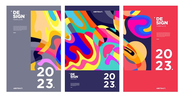 New year 2023 design template with fluid colorful abstract background