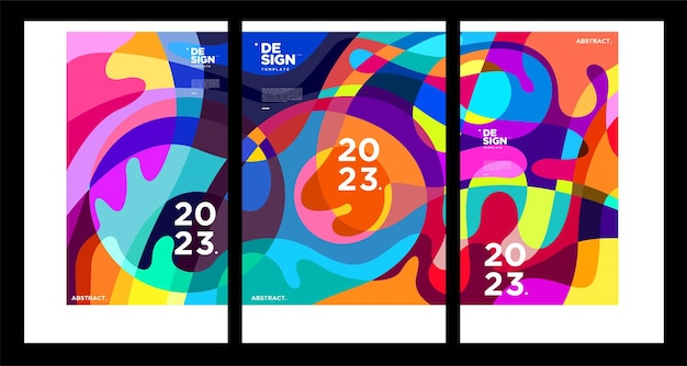 New year 2023 design template with fluid colorful abstract background