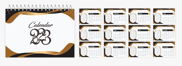 New year 2023 desk calendar template