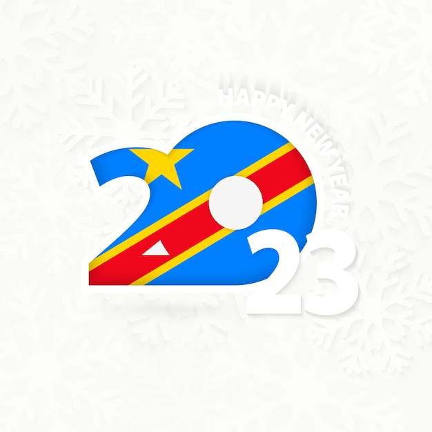 New Year 2023 for DR Congo on snowflake background