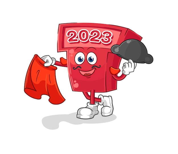 New year 2023 matador with red cloth illustration character vector