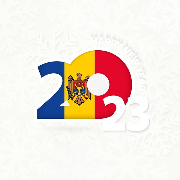 New Year 2023 for Moldova on snowflake background