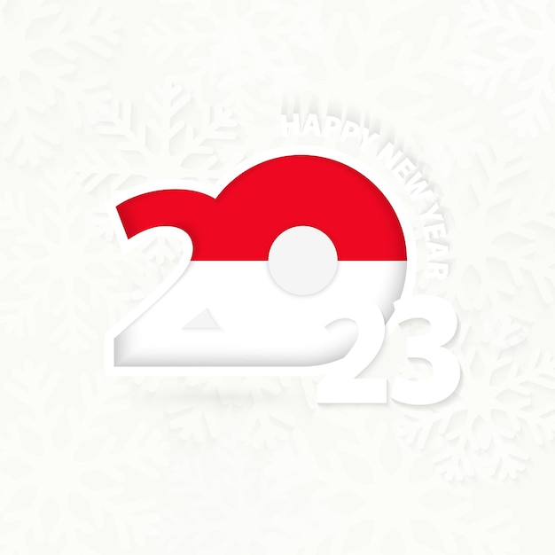 New Year 2023 for Monaco on snowflake background