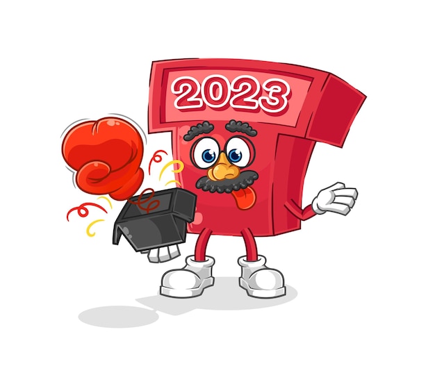 New year 2023 prank glove in the box cartoon mascot