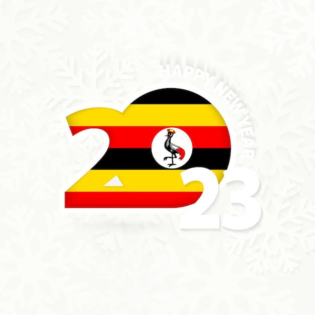 New Year 2023 for Uganda on snowflake background