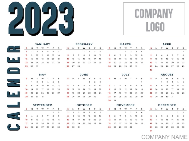 NEW YEAR 2023 WALL CALENDER VECTOR