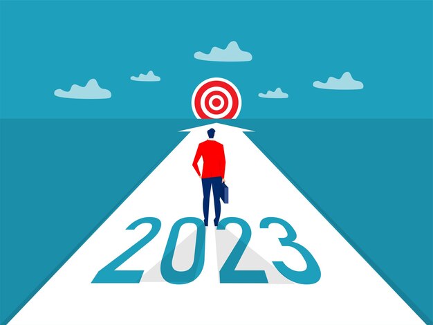 Vector new year 2023 for way conceptbusiness standing to the way growth for opportunities on 2023