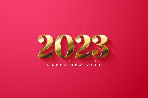 new year 2023 with floating golden numbers illustration.