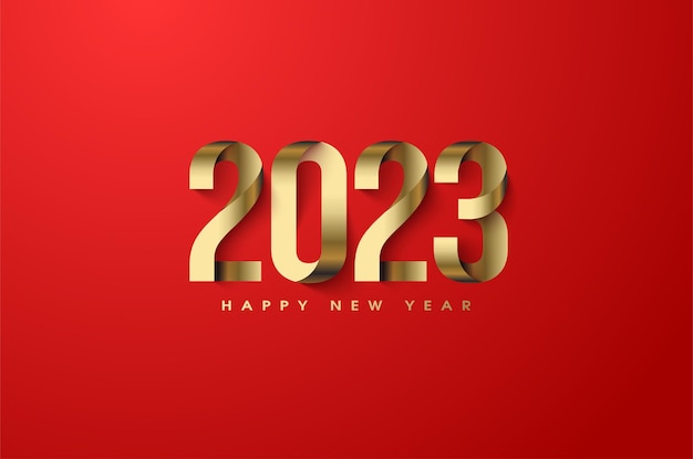 new year 2023 with gold paper in the form of numbers.