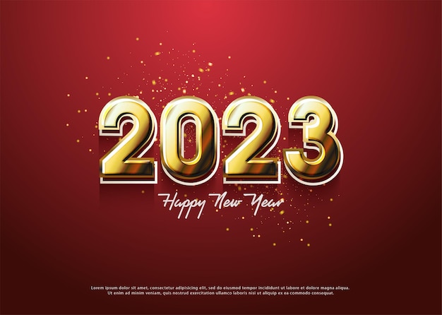 new year 2023 with illustration of numbers in double with lines.