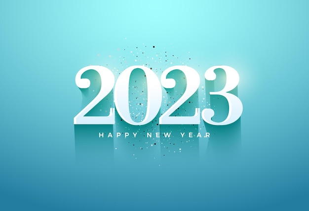 new year 2023 with light effect illustration in each number.