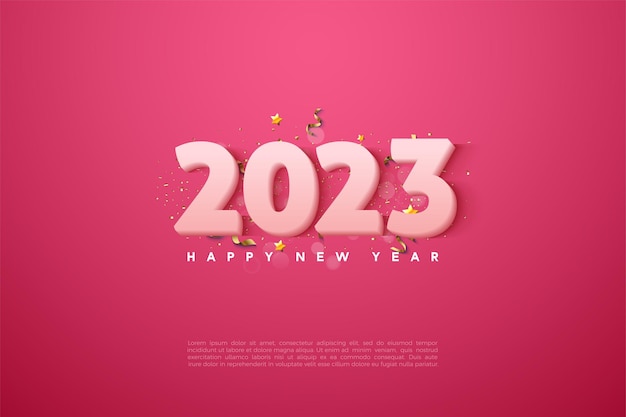 new year 2023 with pure pink 3d numbers.