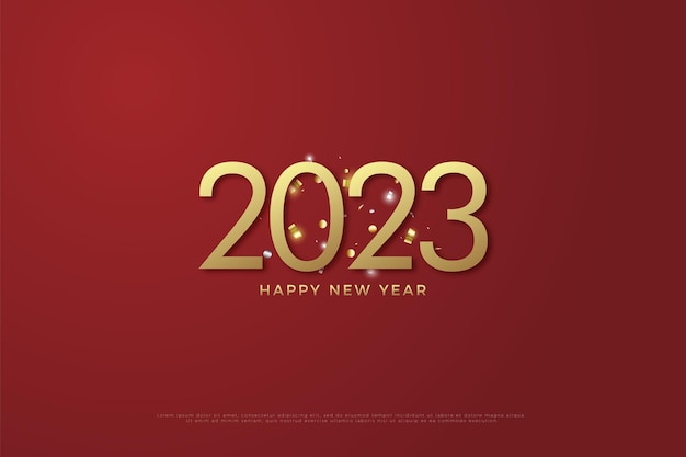 new year 2023 with shiny dots of light background.