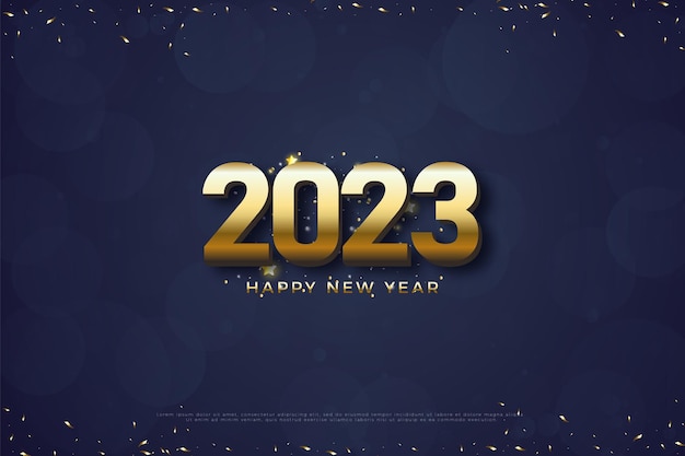 new year 2023 with simple and elegant gold numbers.