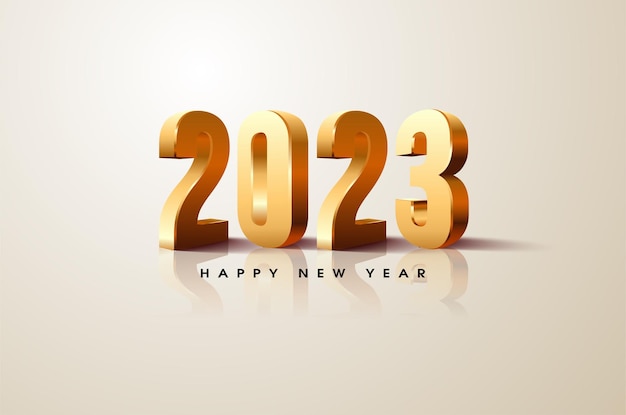 new year 2023 with standing 3d numbers.