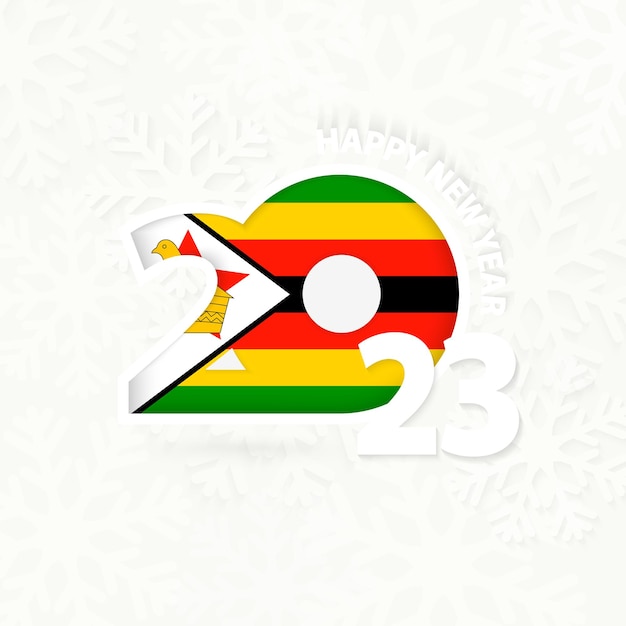 New Year 2023 for Zimbabwe on snowflake background