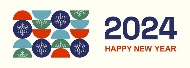 Vector new year 2024 minimalist design for banners and holiday covers with geometric pattern