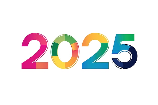 New Year 2024 paper numbers for calendar header on colorful background made of multicolored confetti