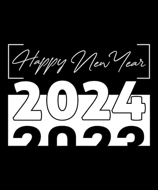 Vector new year 2024 retro vintage style tshirt design