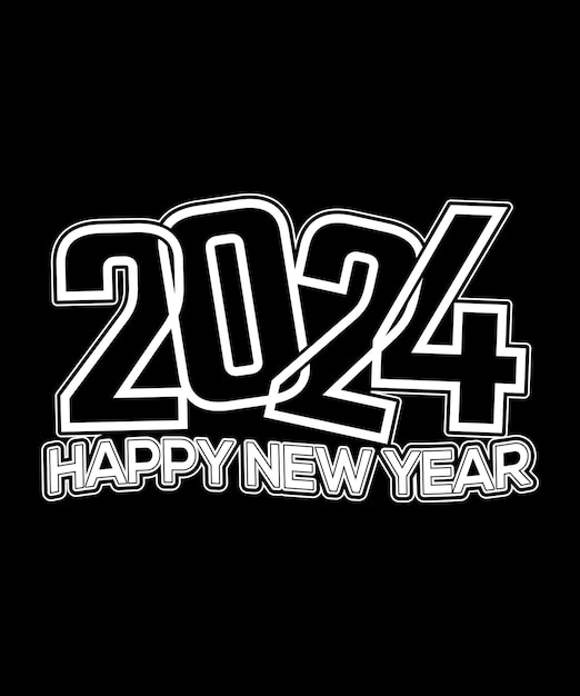 Vector new year 2024 retro vintage style tshirt design