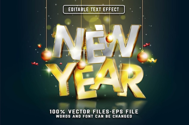 New Year 3d Text Effect Premium vectors