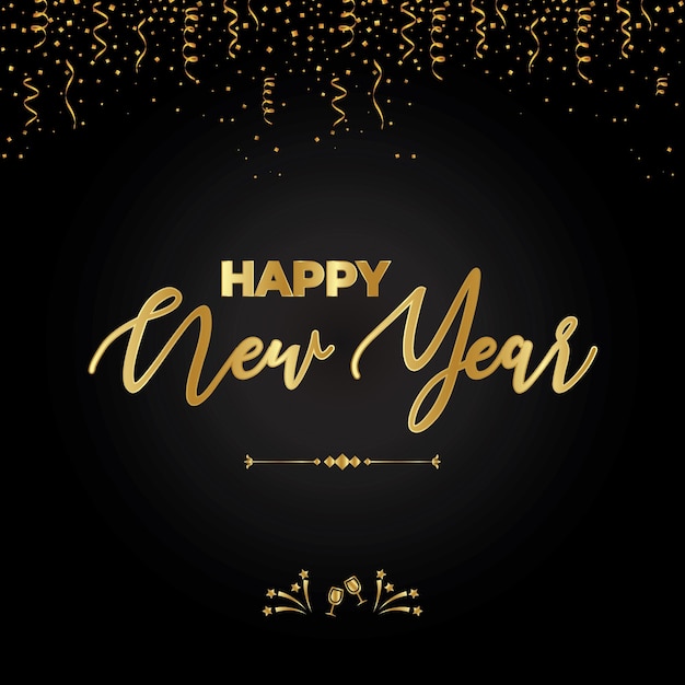 New Year Black and Golden poster