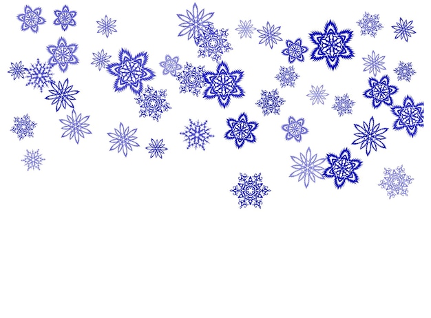 New Year card border pattern template with simple snowflake elements isolated