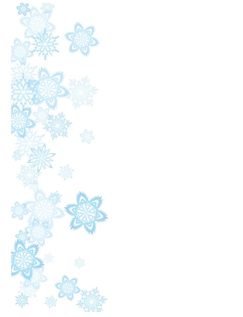 New Year card border pattern template with simple snowflake elements isolated