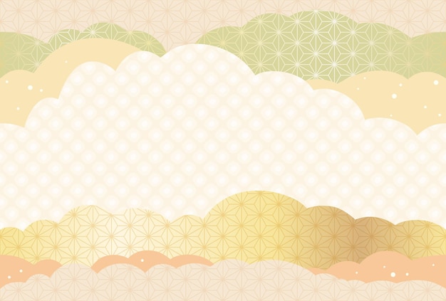 New Year Card Vector Seamless Background With Text Space Decorated With Japanese Vintage Patterns.