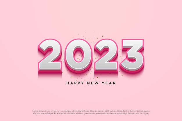 new year celebration 2023 on pink background.