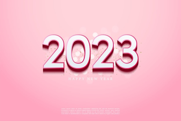 new year celebration 2023 with pink numbers.