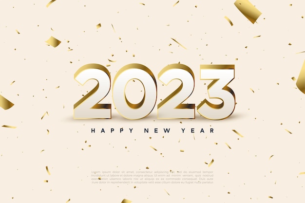 new year celebration 2023 with real 3d numbers.